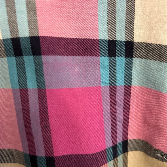 Talbots Pink Purple Black Plaid Button Down Shirt Size Petite Small - Picture 9 of 9